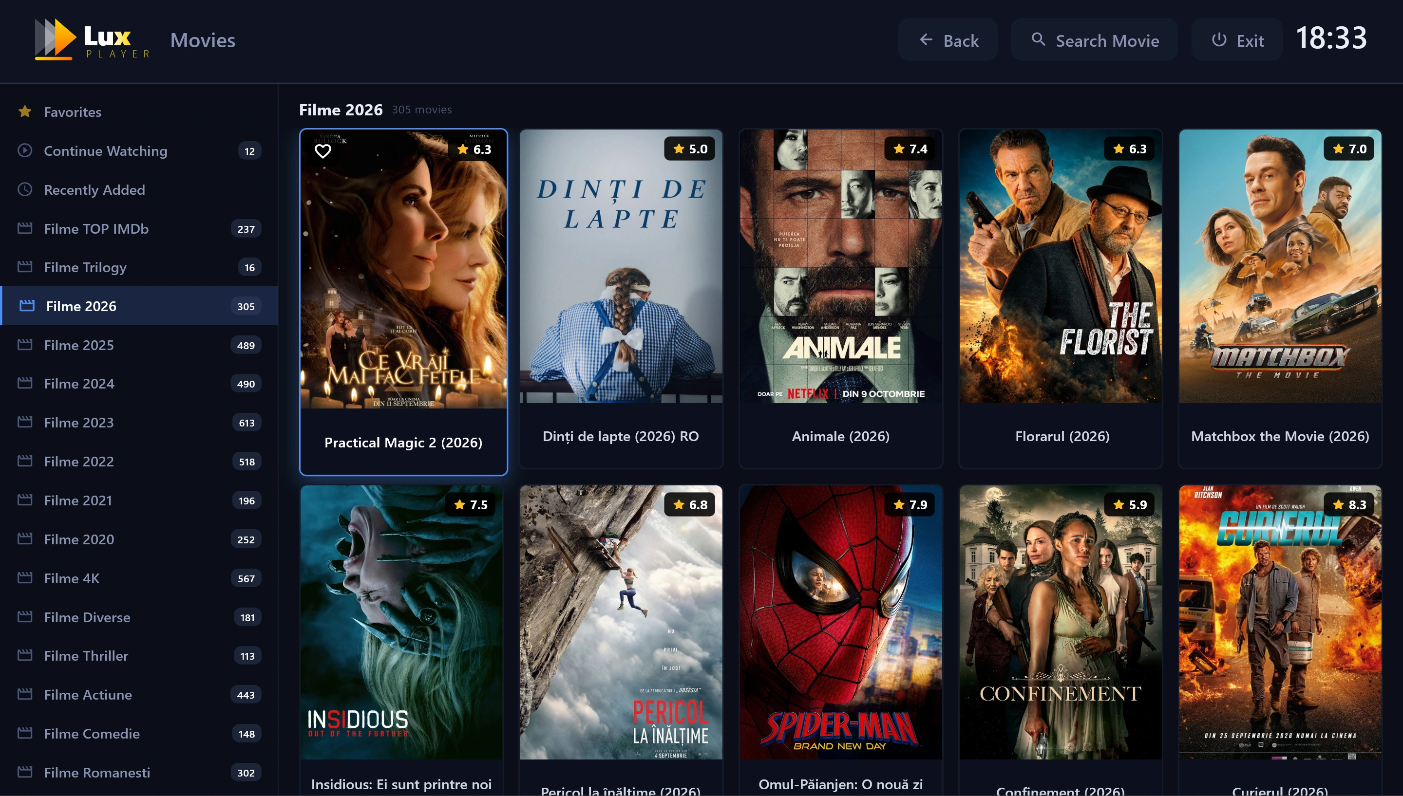 Lux Player Movies: filme și categorii